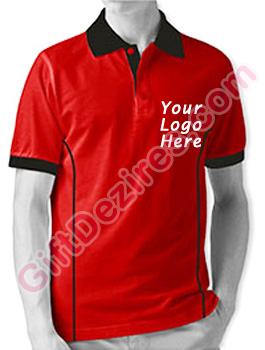 Designer Red and Black Color Polo T Shirts With Company Logo